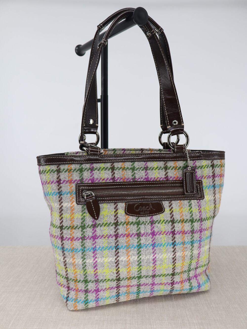 Coach Penelope Tattersall Plaid Wool Shoulder Bag F15536